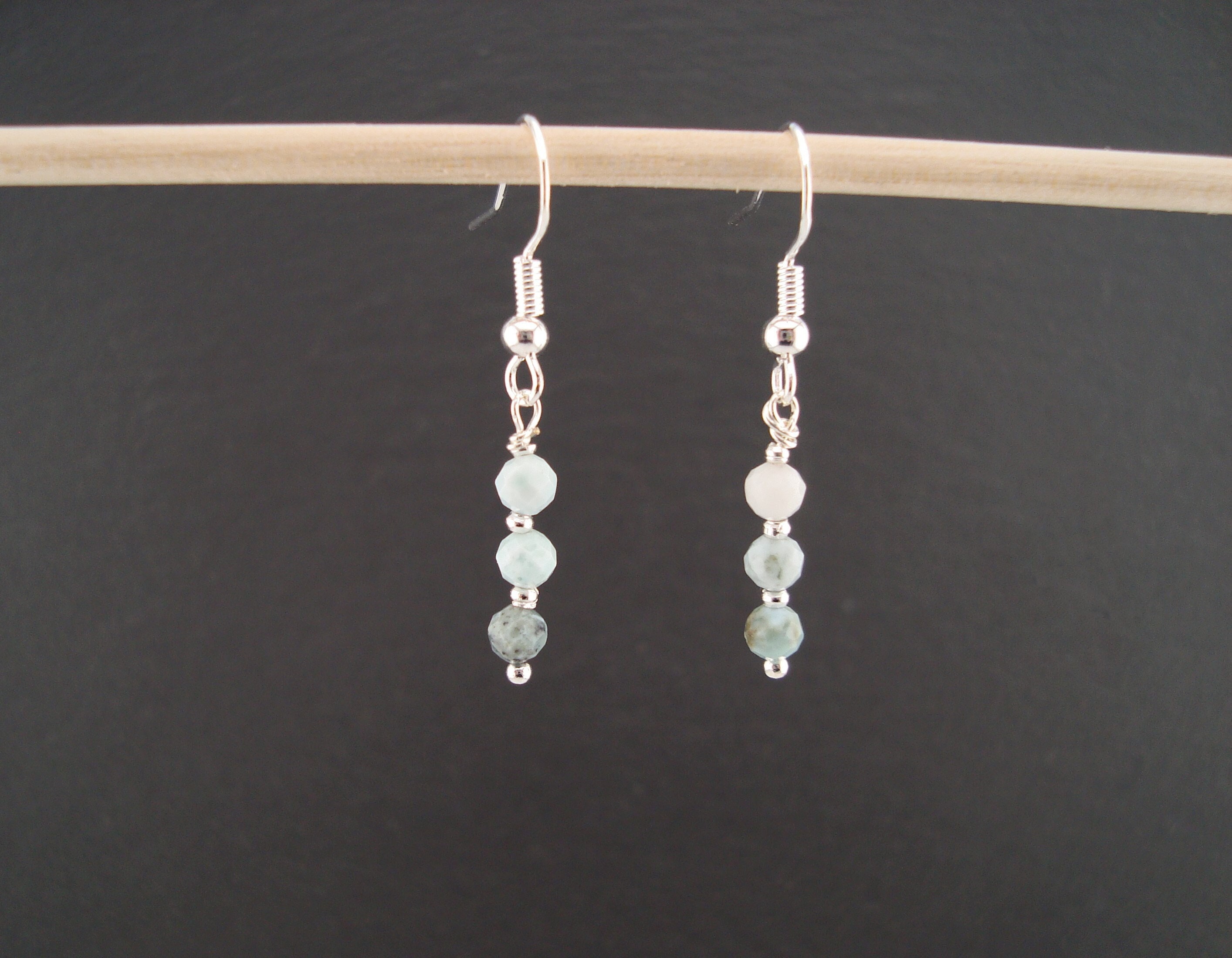 Larimar earrings, 925 silver or 14k gold plated, gift for her, natural stone jewelry, semi-precious stone jewelry