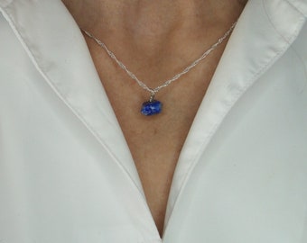 925 silver Lapis Lazuli necklace, Lapis Lazuli jewelry, minimalist necklace, natural stone jewelry, women's gift, men's gift