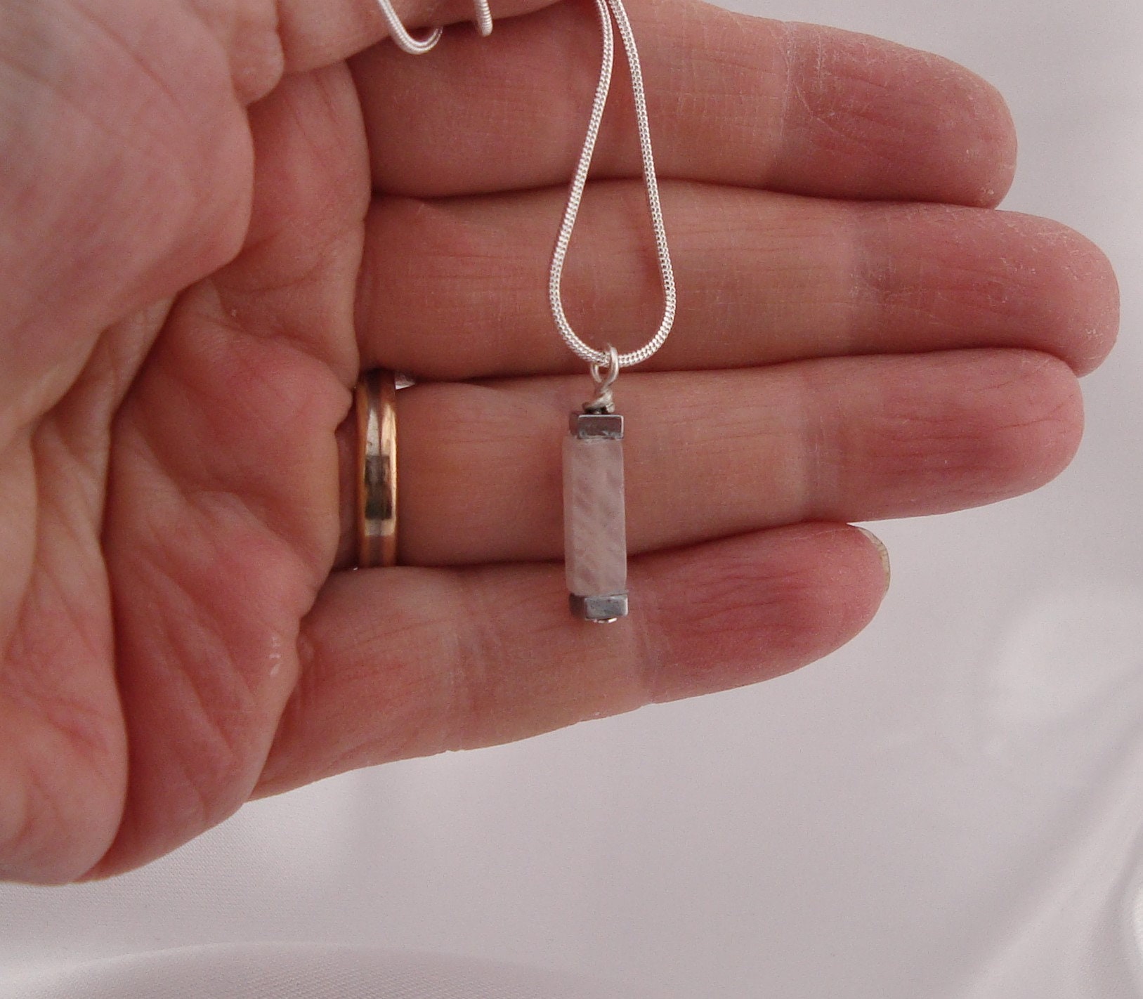 Collier Scalaire En Quarzo Rosa & Hématite - Fermoir Argent 925 - Made In Italy - Longueur ~46.5 Cm - Neuf