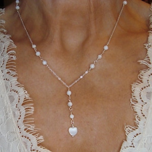 Pearl necklace, pearl necklace, 925 silver or 14k gold plated