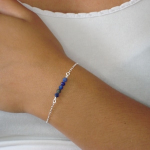 Bracciale in lapislazzuli, argento 925 o placcato oro 14k, gioielli in pietra naturale, gioielli in pietra semipreziosa, pietra portafortuna di dicembre
