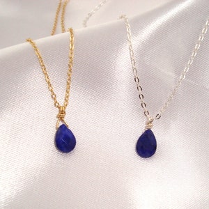 Sapphire Necklace, 925 Sterling Silver or 14k Gold Plated, September Birthstone, Natural Gemstone Jewelry, Gift for Her