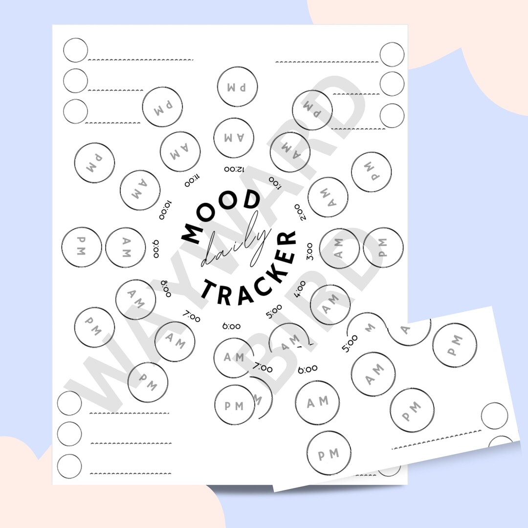 Digital Daily Mood Tracker Printable Daily Mood Tracker Colorable Daily ...