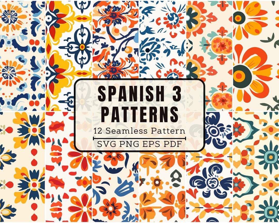 Spanish Pattern Svg 12 SVG Files Digital Paper. Spanish Pattern. Svg Png Eps Pdf. - Etsy