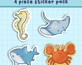 onder de zee stickervel | schattige waterdichte zeedierenstickers