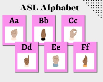 ASL (American Sign Language) Alphabet Posters, American Sign Language download, American sign language alphabet in Pink, PDF DIGITAL