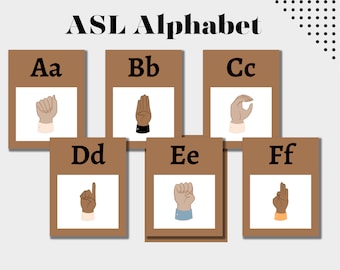 ASL (American Sign Language) Alphabet Posters, American Sign Language download, American sign language alphabet in brown, PDF DIGITAL
