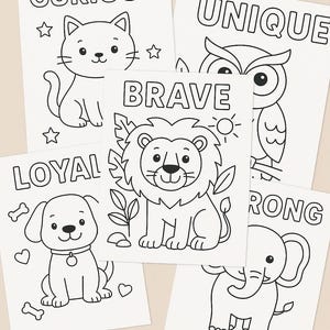 Printable Animal Affirmation Coloring Book – 12 Pages | Mindfulness for Kids | Instant Download