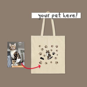 Cat Totebag Cute Personalised Bag For Cat Lover Tote Bag Custom Cartoon Cat Gift for Pet Owner Bag Dog Lover Cute Shoulder Bag Paw Print