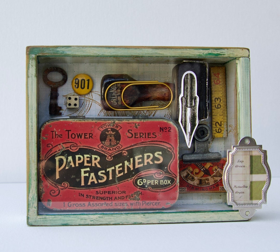 Tabletop Standing Office/ Art Supply Collage Shadow Box L Etsy