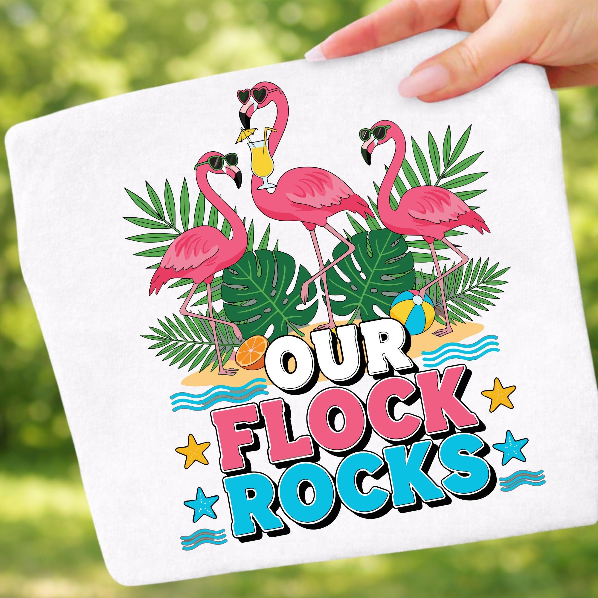 Our Flck Rocks Our Flock Rocks Flamingo PNG | Summer Vacation Design | Retro Flamingo ...