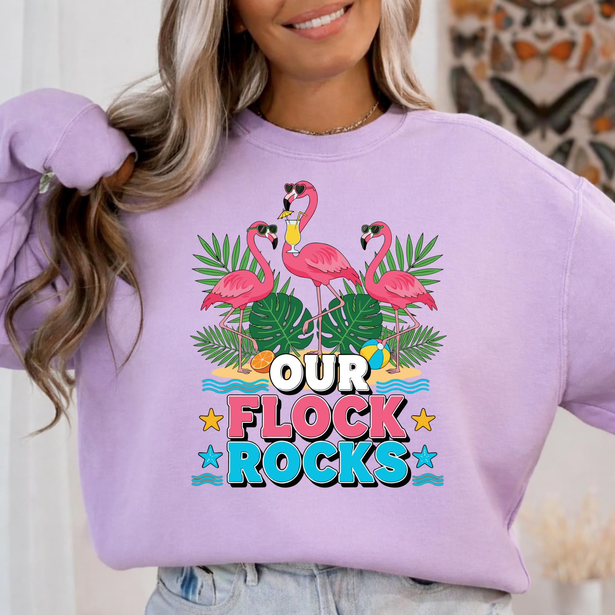 Our Flck Rocks Our Flock Rocks Flamingo PNG | Summer Vacation Design | Retro Flamingo ...