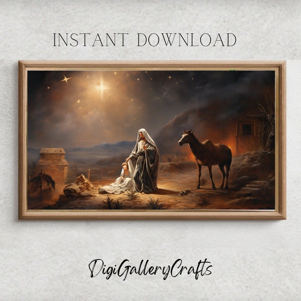 Samsung Frame TV Art | Star of Bethlehem | Nativity Scene | 4K Digital Download | Christmas Decor for TV