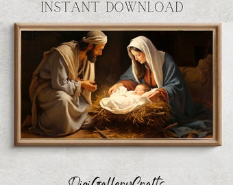 Samsung Frame TV Art | Mary, Joseph, and Baby Jesus,Nativity scene | Frame TV 4k Art Digital |Birth of Jesus Christ | Art for TV Holiday