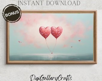 Valentine&#39;s Day FRAME TV Art, Valentine Hearts Frame Tv Art, Romantic Wall Decor for Couples, Abstract Valentines Red Heart Download for Tv