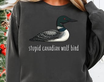 Stupid Canadian Wolf Bird PNG | Funny Animal Illustration | Minimalist Bird Art | Hockey Romance | Cottage Sunset Humor Design