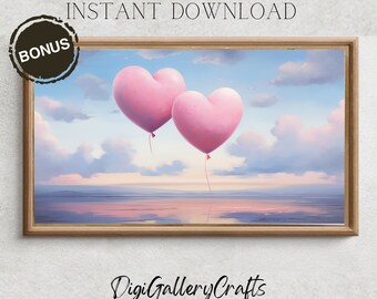 Valentine&#39;s Day FRAME TV Art, Valentine Hearts Frame Tv Art, Romantic Wall Decor for Couples, Abstract Valentines Red Heart Download for Tv