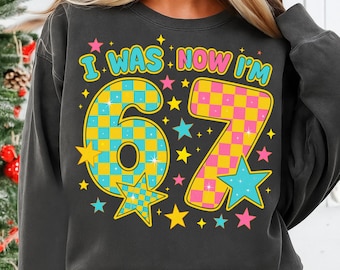 Funny 7th Birthday Digital Download | I Was 6 Now I’m 7 Kids PNG | Birthday Girl Shirt File | Gift for Alpha Kids | Kids Hoodie Design