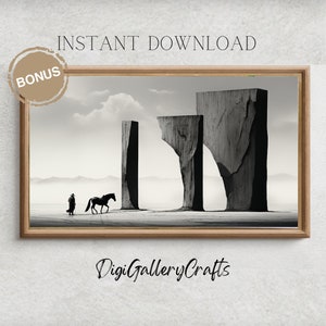 Samsung Frame TV Art, Desert Horses, Southwest Black & White, Vintage Equestrian, Modern Farmhouse Digital, Arizona Photography, Horse Decor
