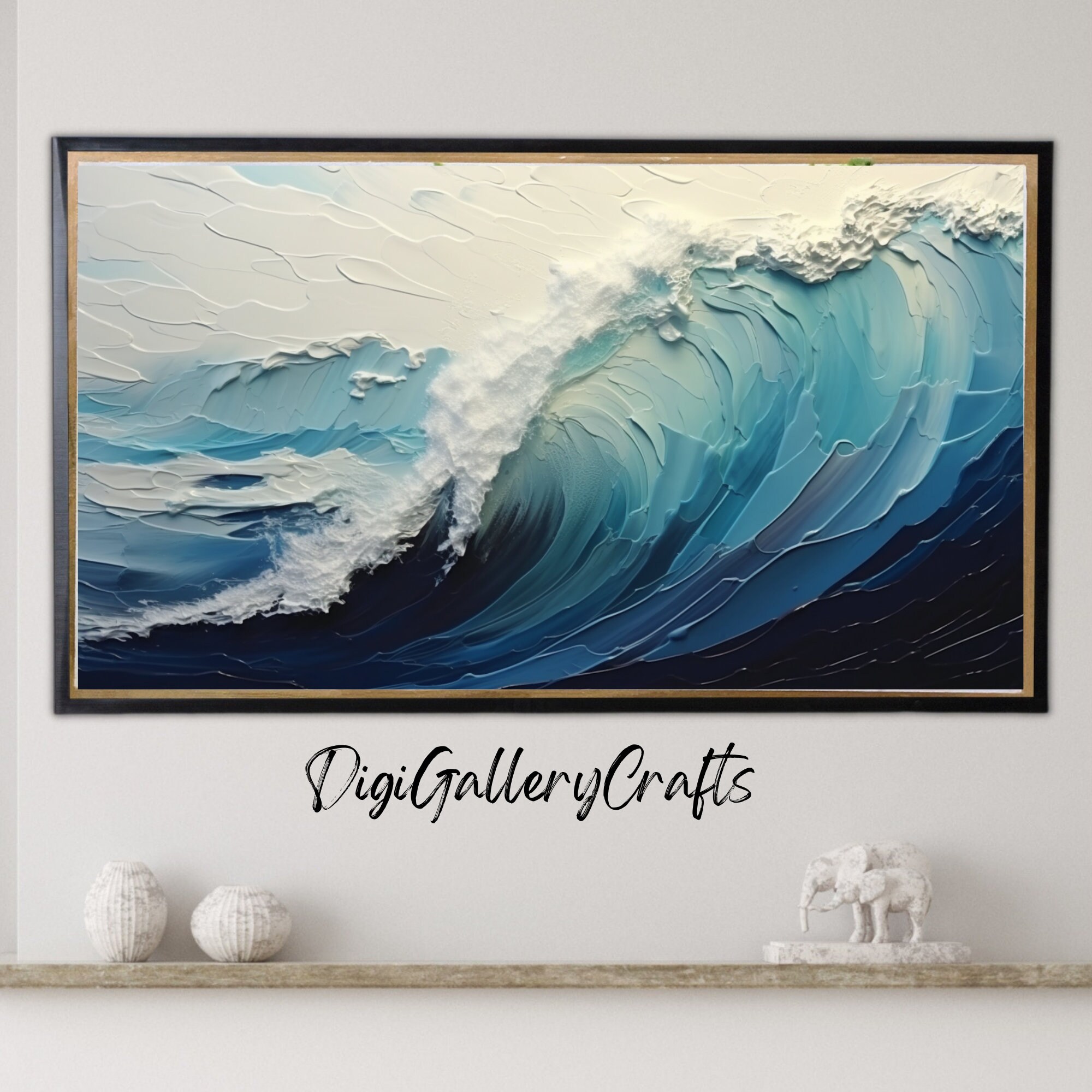 Samsung Frame TV Ocean Wave Drawing, Realistic Aesthetic With Simple ...