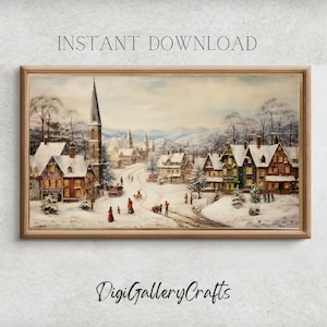 Praça Vila Natal | Árvore de Natal | Decoração Rústica de Natal | Quinta | Download Digital | Férias de inverno | Arte de TV em moldura