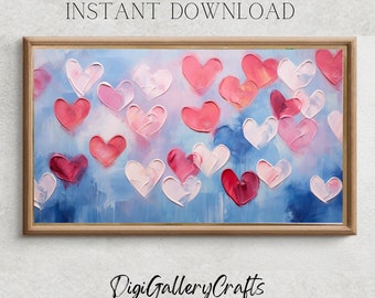Valentine&#39;s Day FRAME TV Art, Valentine Hearts Frame Tv Art, Romantic Wall Decor for Couples, Abstract Valentines Red Heart Download for Tv