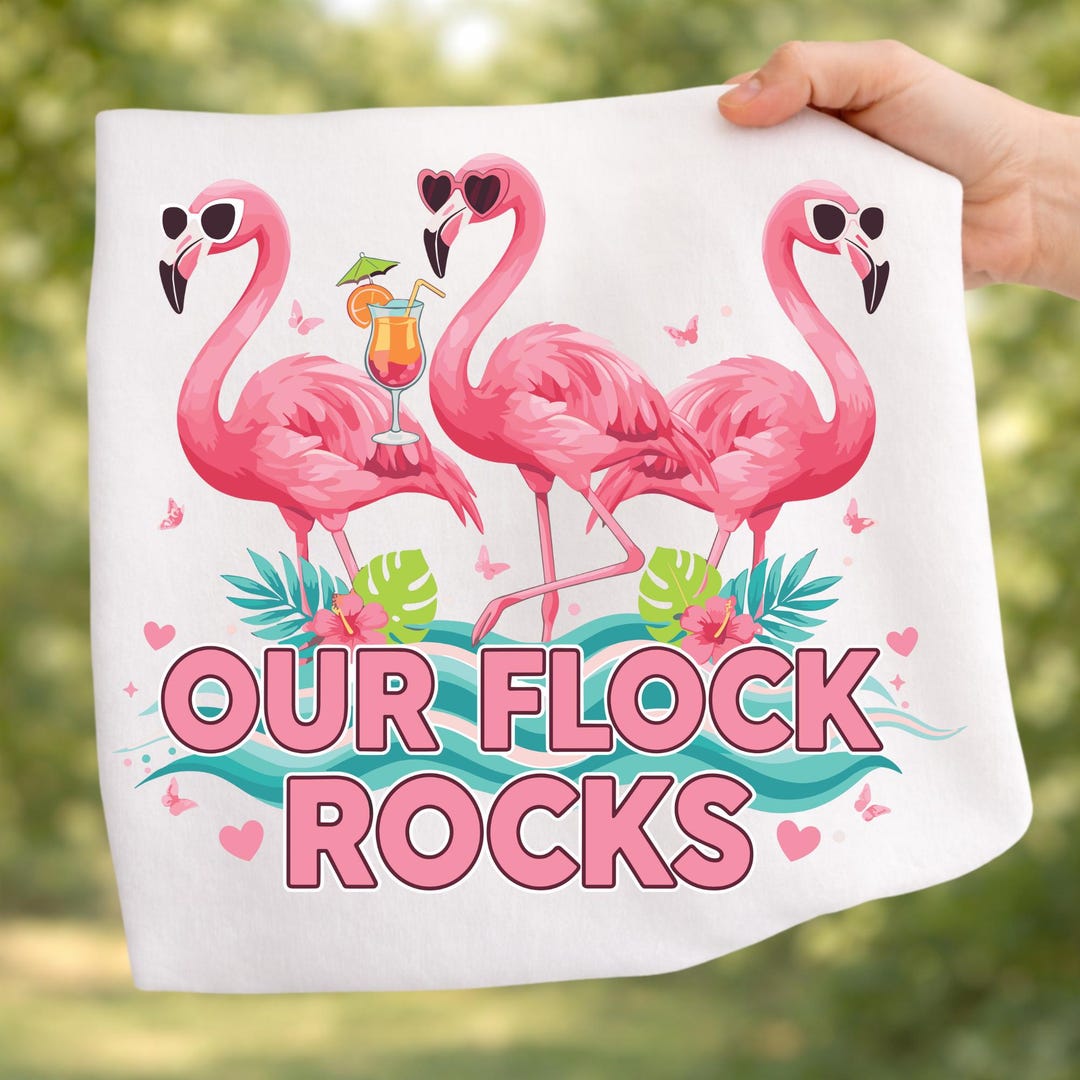 This Flock Rocks Our Flock Rocks Flamingo Summer Vacation PNG | Family Matching Beach ...