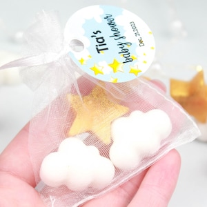 Set di 30 mini bomboniere di sapone a forma di stella e nuvola con etichetta personalizzata, bomboniere personalizzate per gli ospiti, bomboniere di sapone fatte a mano, regalo per gli ospiti