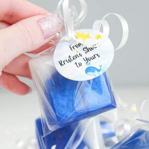 Mini bomboniere di sapone blu con etichetta personalizzata, My Shower to Yours, addio al nubilato blu, bomboniera per gli ospiti in grandi quantità, sapone per regalo di ritorno