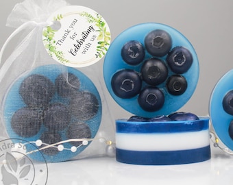 Blueberry Soap Favors with Custom Tags: Wedding, Baby Shower Return Guest Gifts in Bulk