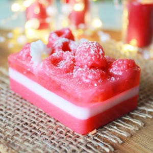 Raspberry Cake Soap Favor: Natural Handmade Dessert Soap