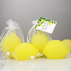 Lemon soap, lemon bridal shower, bridal shower gift for guest, bridal shower soap favors, Custom label design
