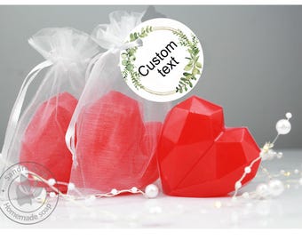 Elegant Wedding Favor Red Heart Soap  with Personalized Custom Tag, Wedding Reception Favors