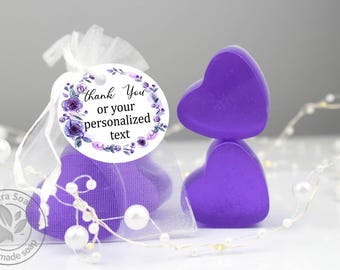 Airbnb Guest Gift Lavender Heart Soap with Personalized Custom Tag, Return Guest Favors