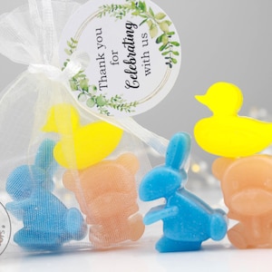 Baby Shower Soap Favors: Tiny Animal Soaps, Personalized Tags, Return Guest Gift