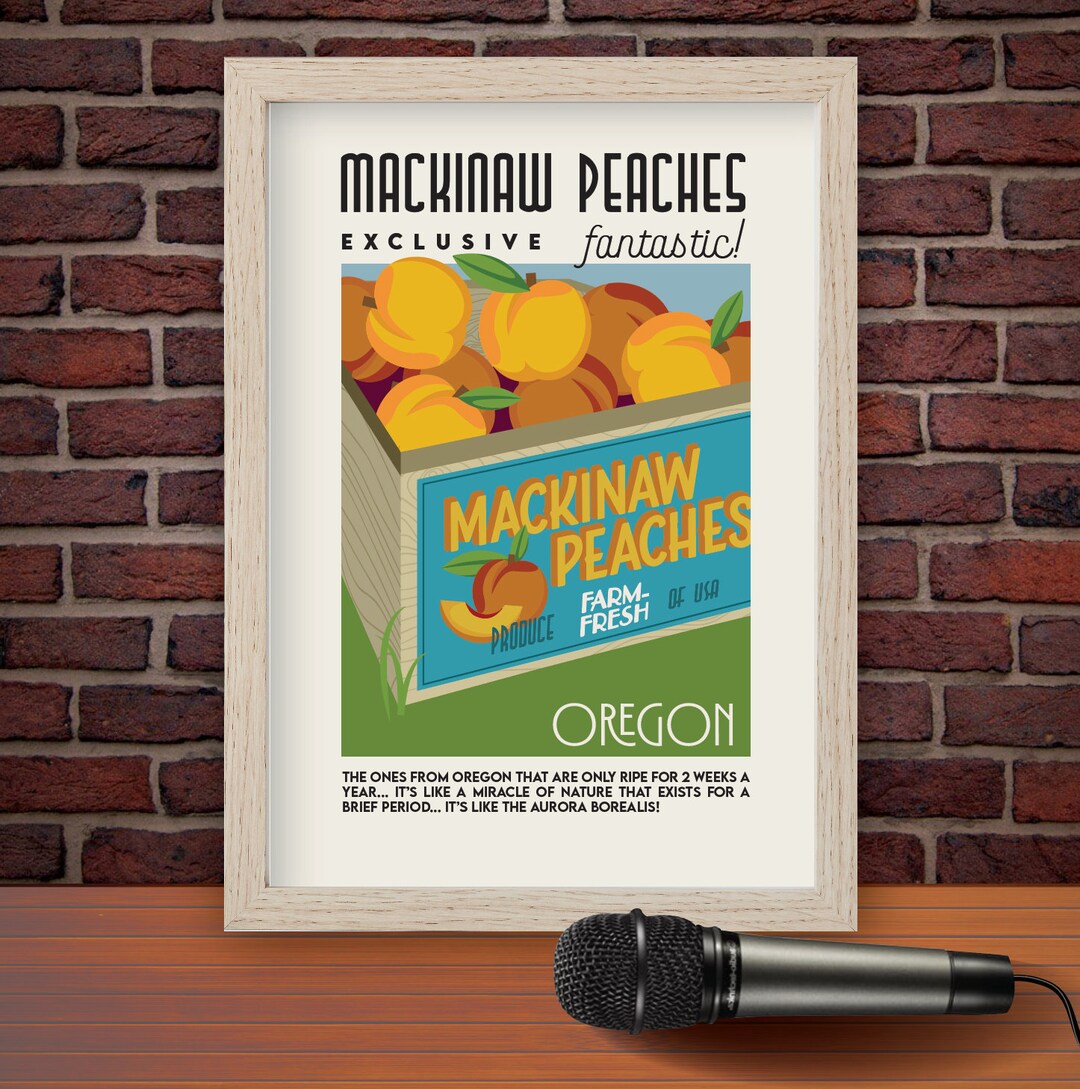 Mackinaw Peaches Art Deco Print Etsy