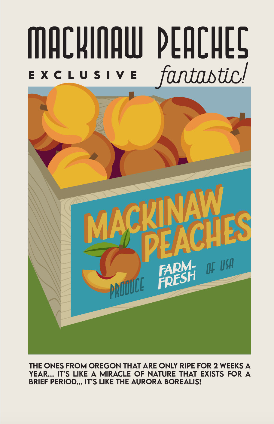 Mackinaw Peaches Art Deco Print Etsy