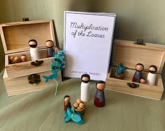 Bible Box Stories | Easter gifts | peg doll play set | Jesus doll | Feeding the 5,000 | Montessori | Miracles of Jesus | CGS | Godly play