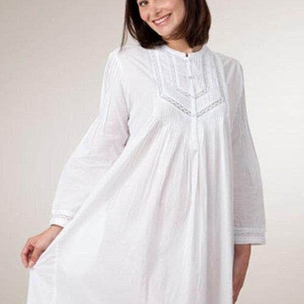 women pure cotton feminine white nightgown Victorian style nightdress boho sleepdress nightie