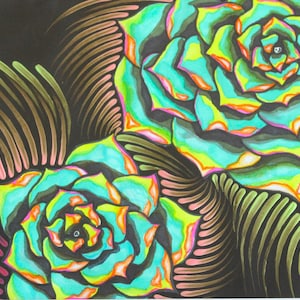 Framed Original Succulent Painting