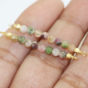 Multi Tourmaline Beads Connector, 14k Gold Plated Beaded Bar Connector, Jewelry Making Connector