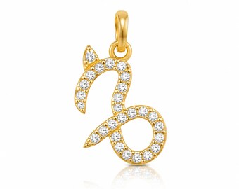 Capricorn Zodiac Charm Pendant - Sterling Silver Dainty Jewelry - CZ Minimalist Chain Pendant Gift