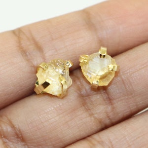 Natural Citrine Studs: 18k Gold Prong Earrings, November Birthstone