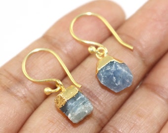 Blauwe saffier oorbellen, september Birthstone oorbellen, 18k gouden gegalvaniseerde Dangle Oorbellen