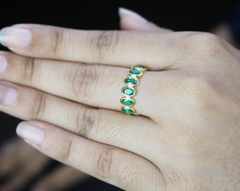 Handmade Emerald Quartz Sterling Silver Ring: May Birthstone