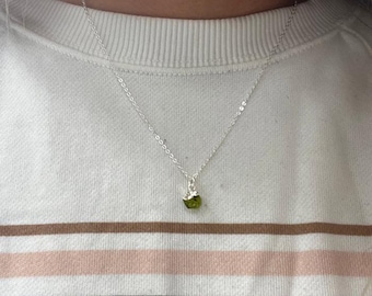 Raw Moldavite Necklace: Handmade Brass Chain, Sagittarius Zodiac Stone
