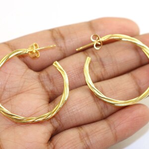 18k Gold Plated Hoop Earrings: Brass Huggie Earrings