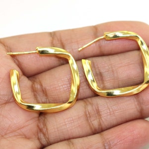 18k Gold Plated Hoop Earrings: Brass Huggie Earrings