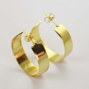 18k Gold Plated Hoop Earrings: Brass Huggie Earrings