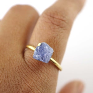 Genuine Tanzanite Ring: Handmade Brass Gold Plated Adjustable Ring